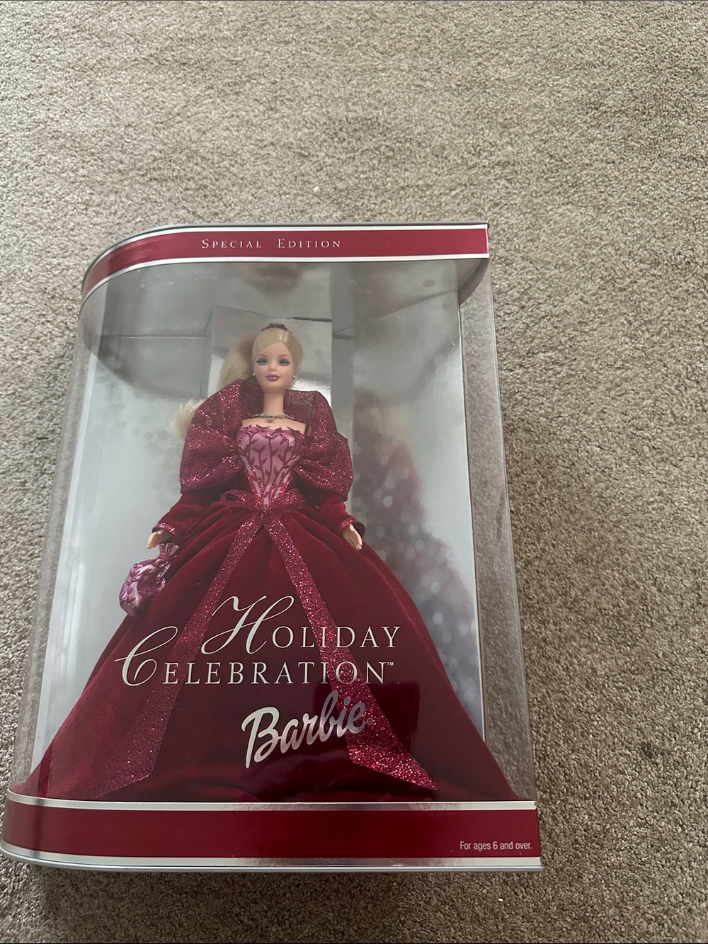 Vintage 2002 Barbie  Holiday Celebration Special Edition - Burgundy Gown New